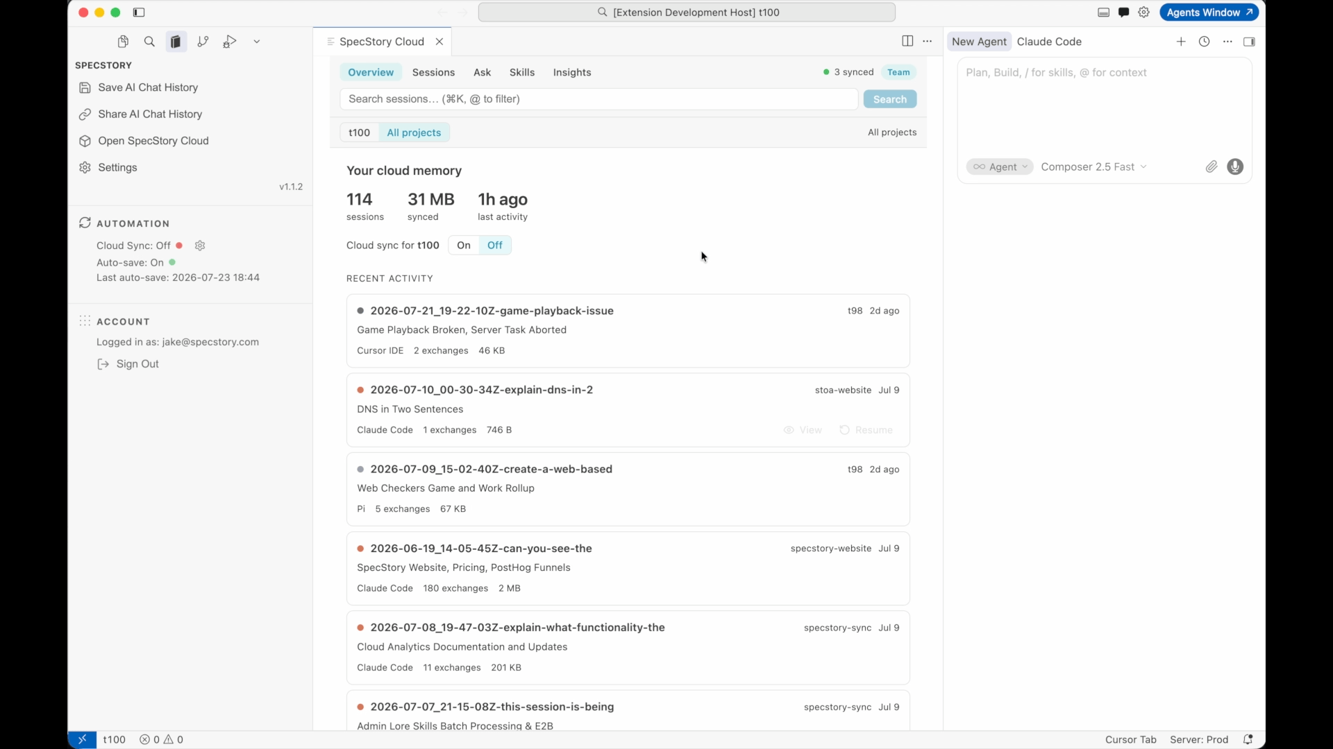 Search all your sessions